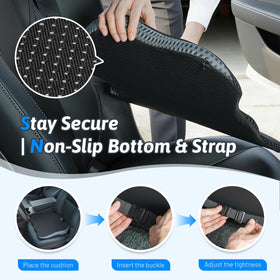 Dreamer Car cushion beside ruler showing 1–2 inch height lift comparison