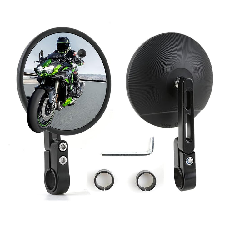 DREAMIZER front view mirror installed showing clean profile and improved visibility