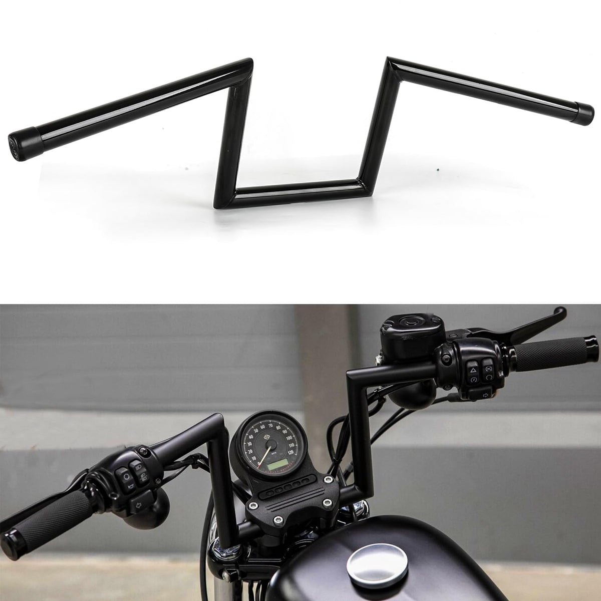 DREAMIZER front view of the 1-inch ape hanger Z-bar showing fit and finish benefits