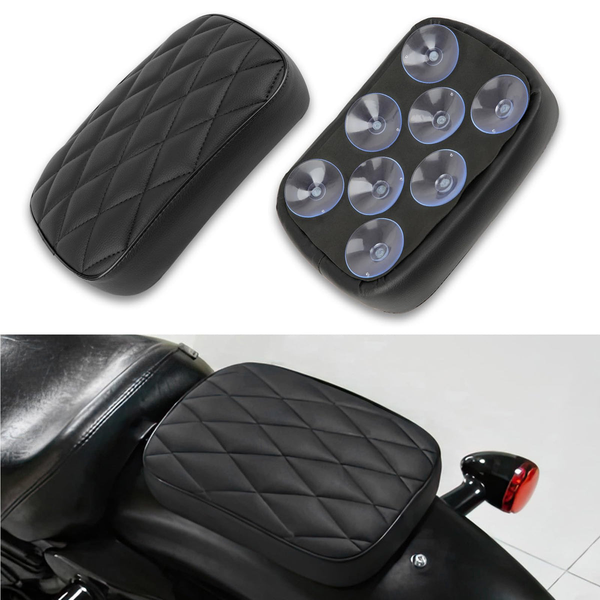 DREAMIZER front view rectangular pillion pad showing clean profile and quick install benefit