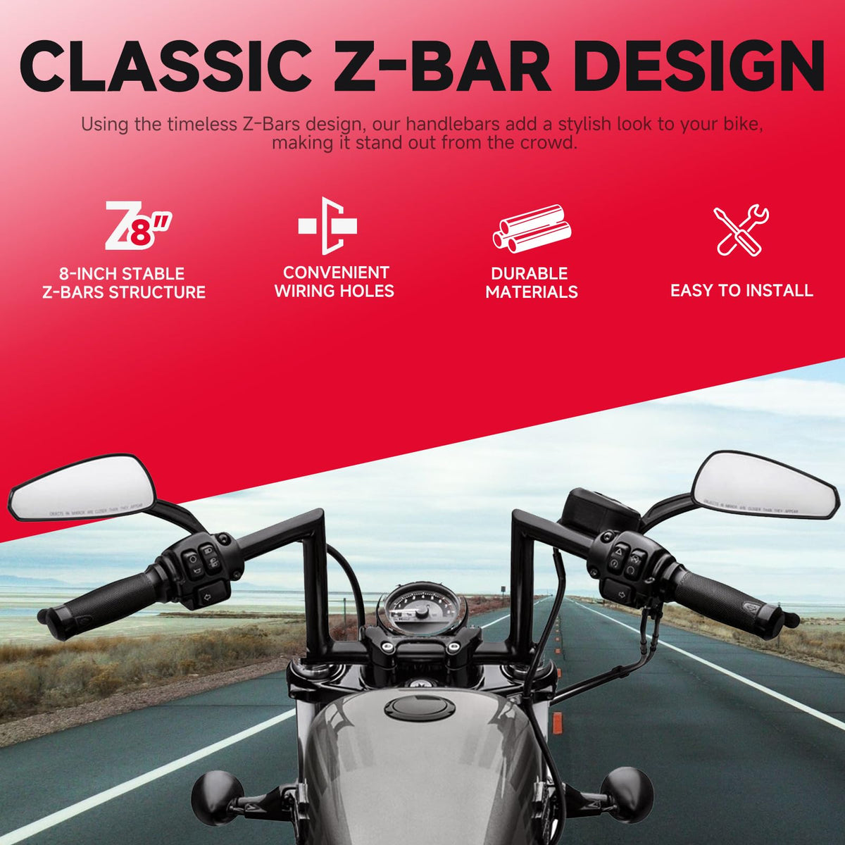 DREAMIZER bar installed on a Sportster demonstrating direct bolt-on convenience