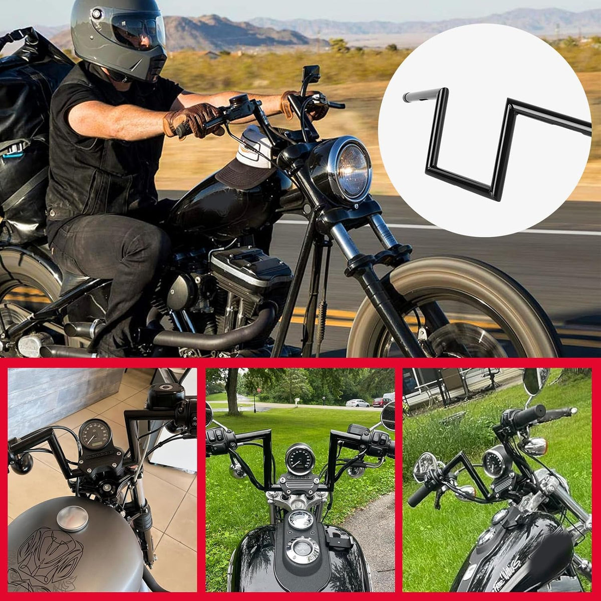 DREAMIZER mounted on cruiser in outdoor setting illustrating improved rider posture