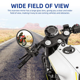 DREAMIZER mirror angled to show rear reflection for safer lane awareness