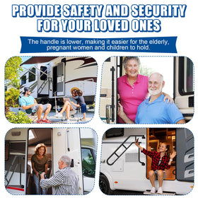 Dreyoo lifestyle shot at camper entry showing family-friendly support and confidence benefit