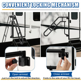Dreyoo metal hinge detail highlighting durable construction and reduced wobble benefit