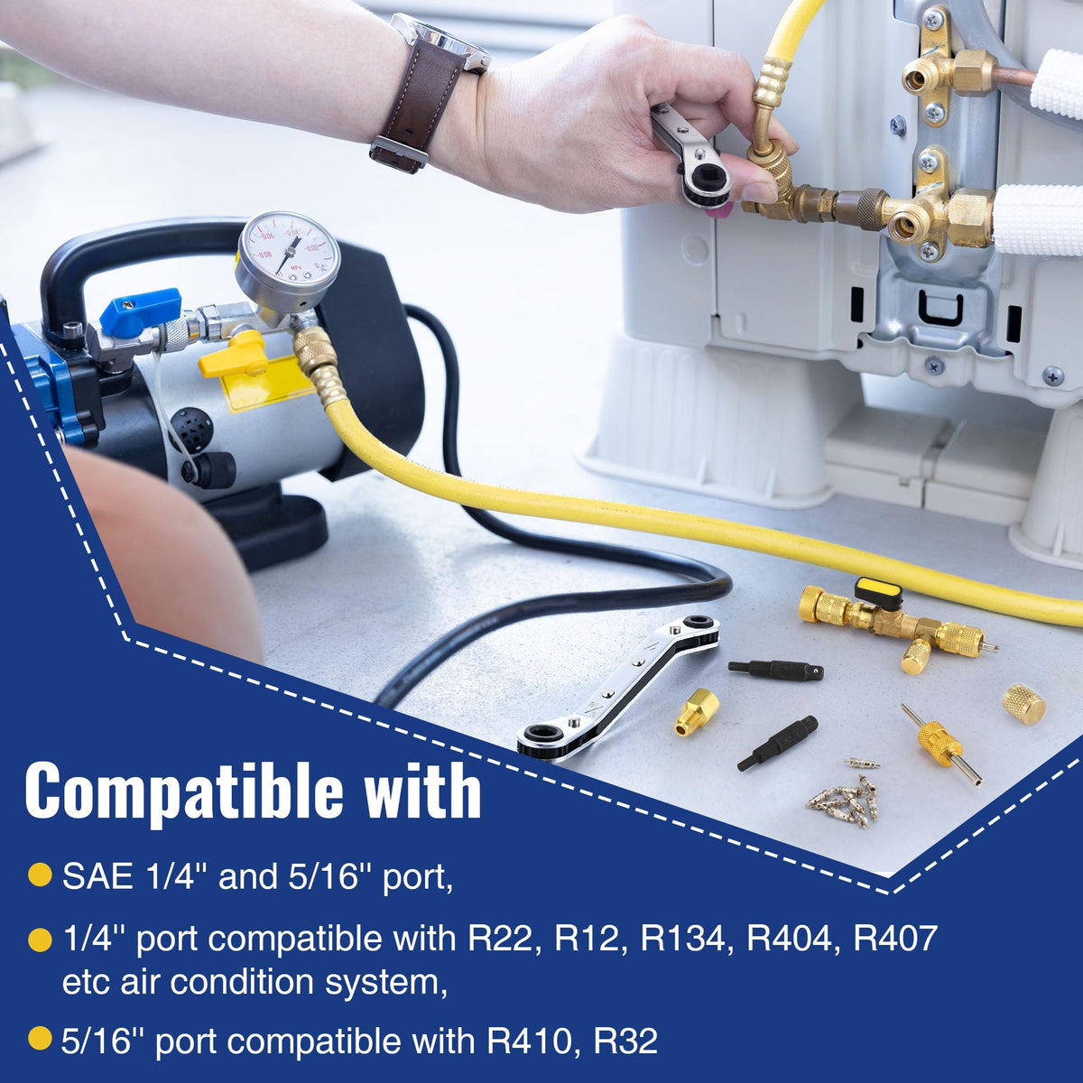 Dreyoo packaging and contents arranged to display included wrenches and adapters