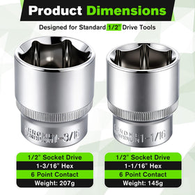 Dreyoo close-up of two chrome vanadium sockets highlighting durability