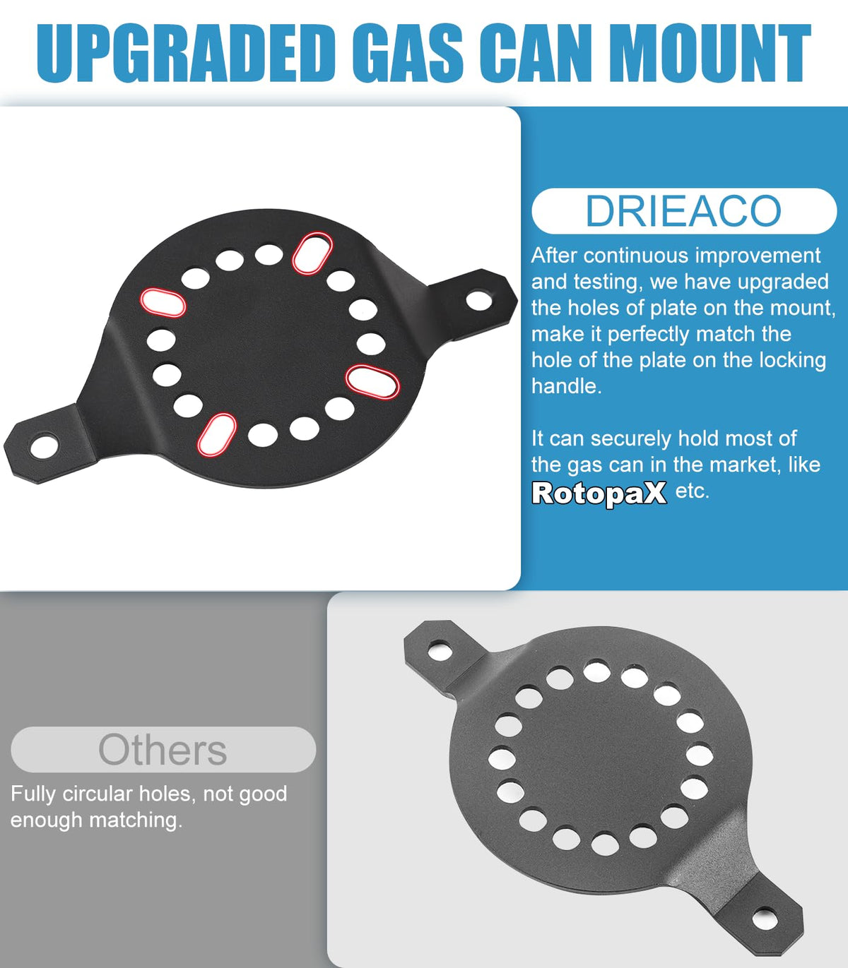Drieaco mount installed on Polaris RZR keeping fuel can safe benefit