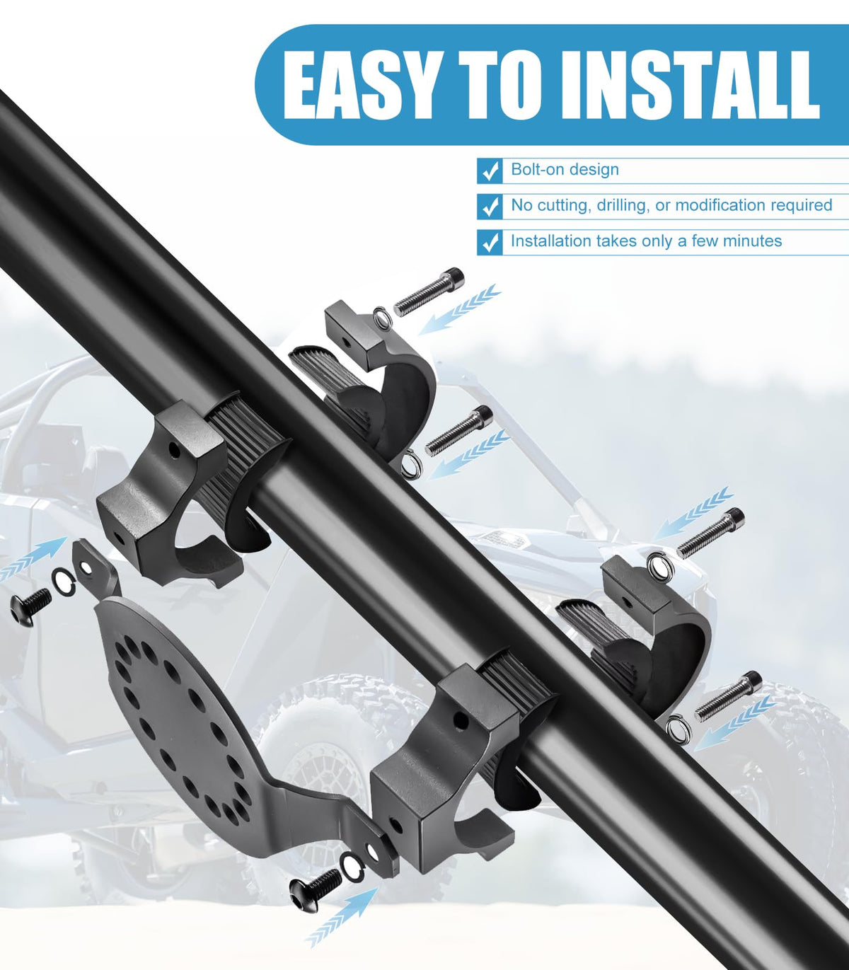 Drieaco scale comparison showing 1–2 inch roll bar fitment benefit