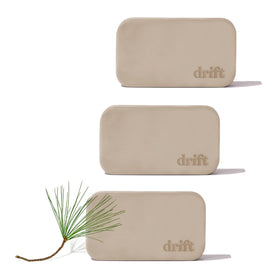 drift front packaging pine 3pack showing refill blocks and branding, fresh scent benefit