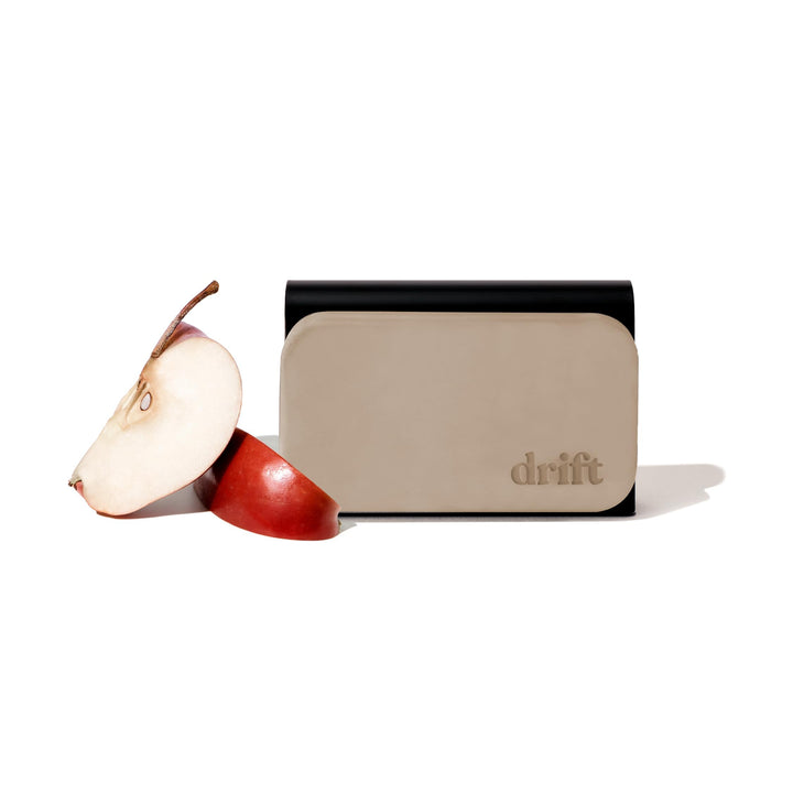 drift front packaging showing apple picking scent and metal clip benefit of clear labeling