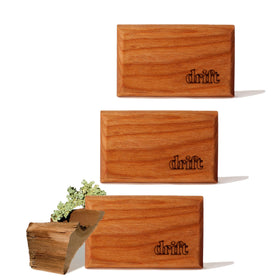 drift front packaging showing three teak refill blocks and benefits