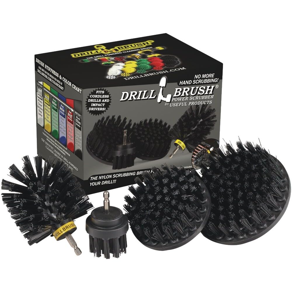 Drillbrush front packaging showing grill kit components and benefits