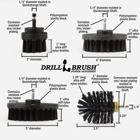 Drillbrush steel shaft and chuck detail proving quick-change compatibility