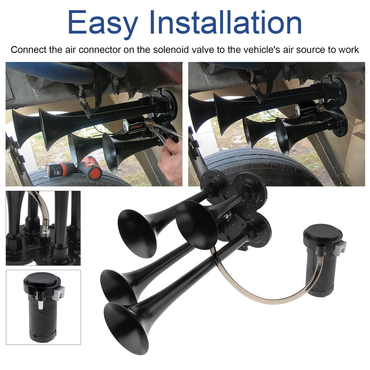 DriSentri horn set beside measuring tape illustrating compact size advantage