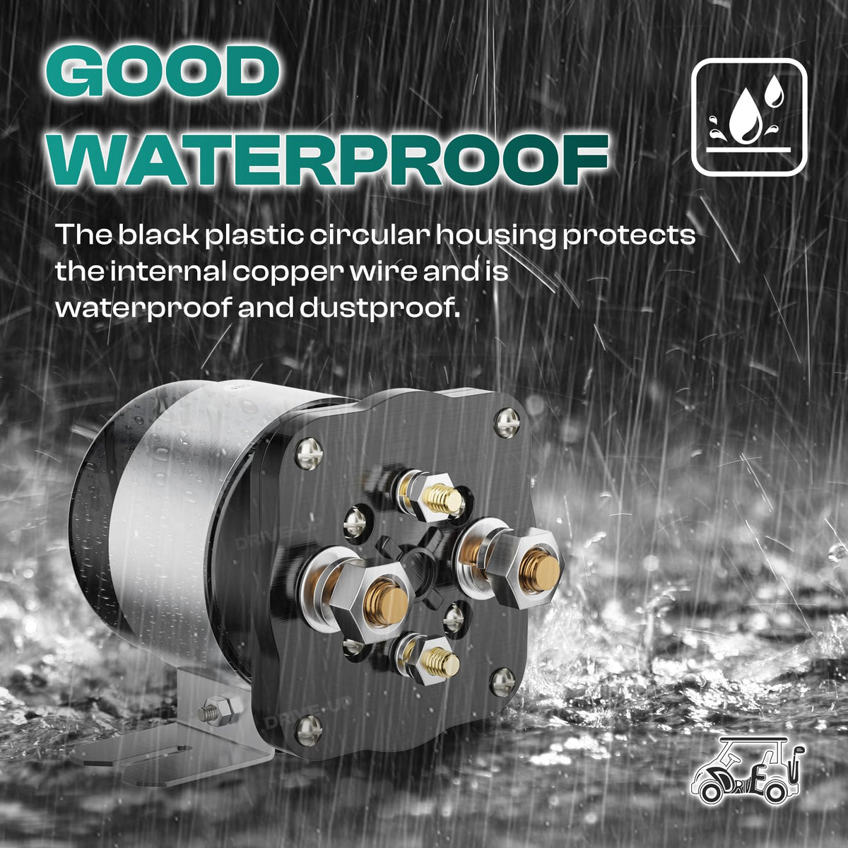 DRIVE UP solenoid side profile displaying durable housing and compact footprint