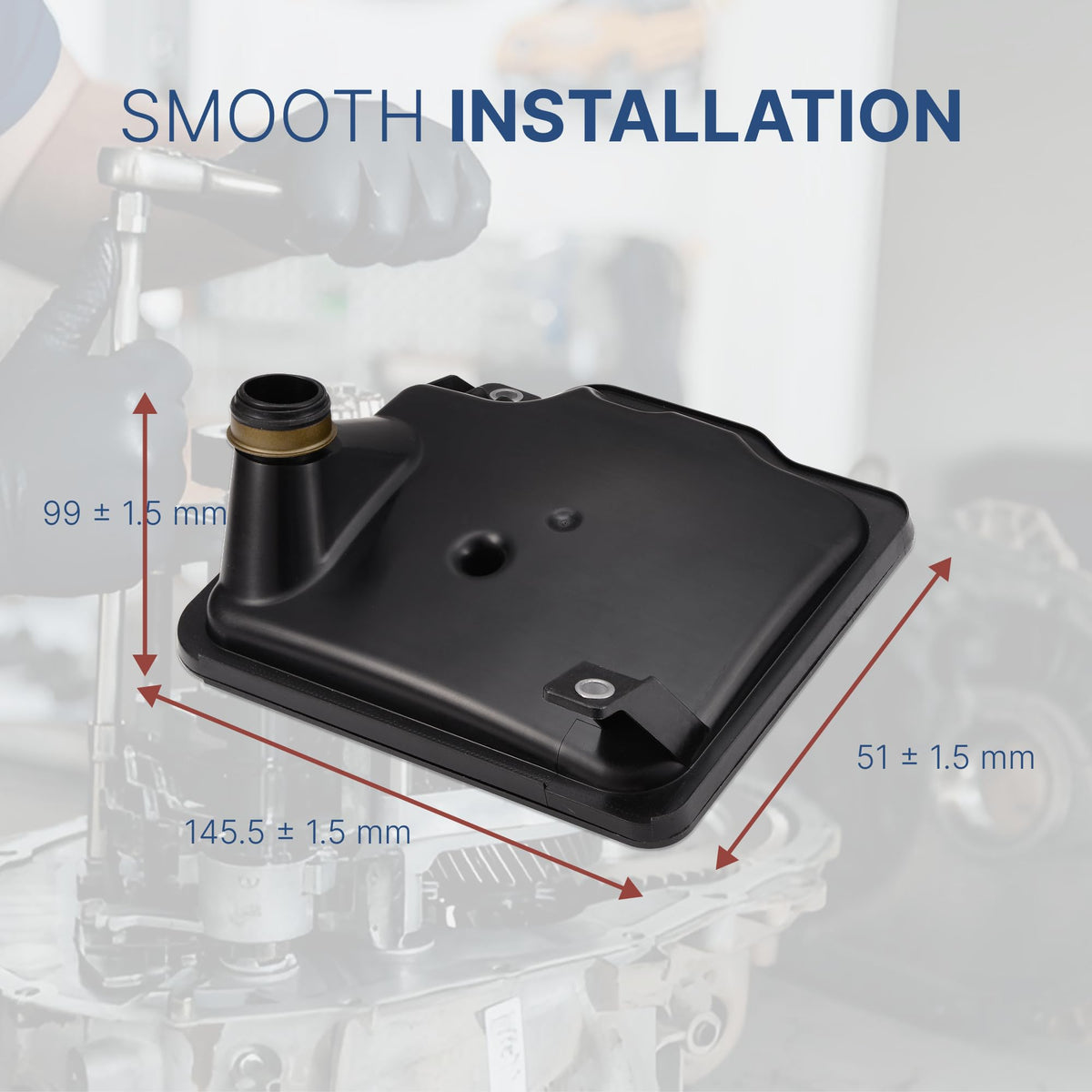 DriveMedley filter installed under vehicle demonstrating correct fit benefit
