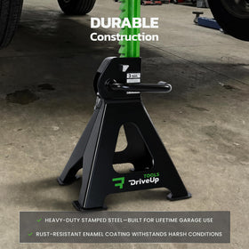 DriveUpTools supporting a car in a garage for safer undercarriage access