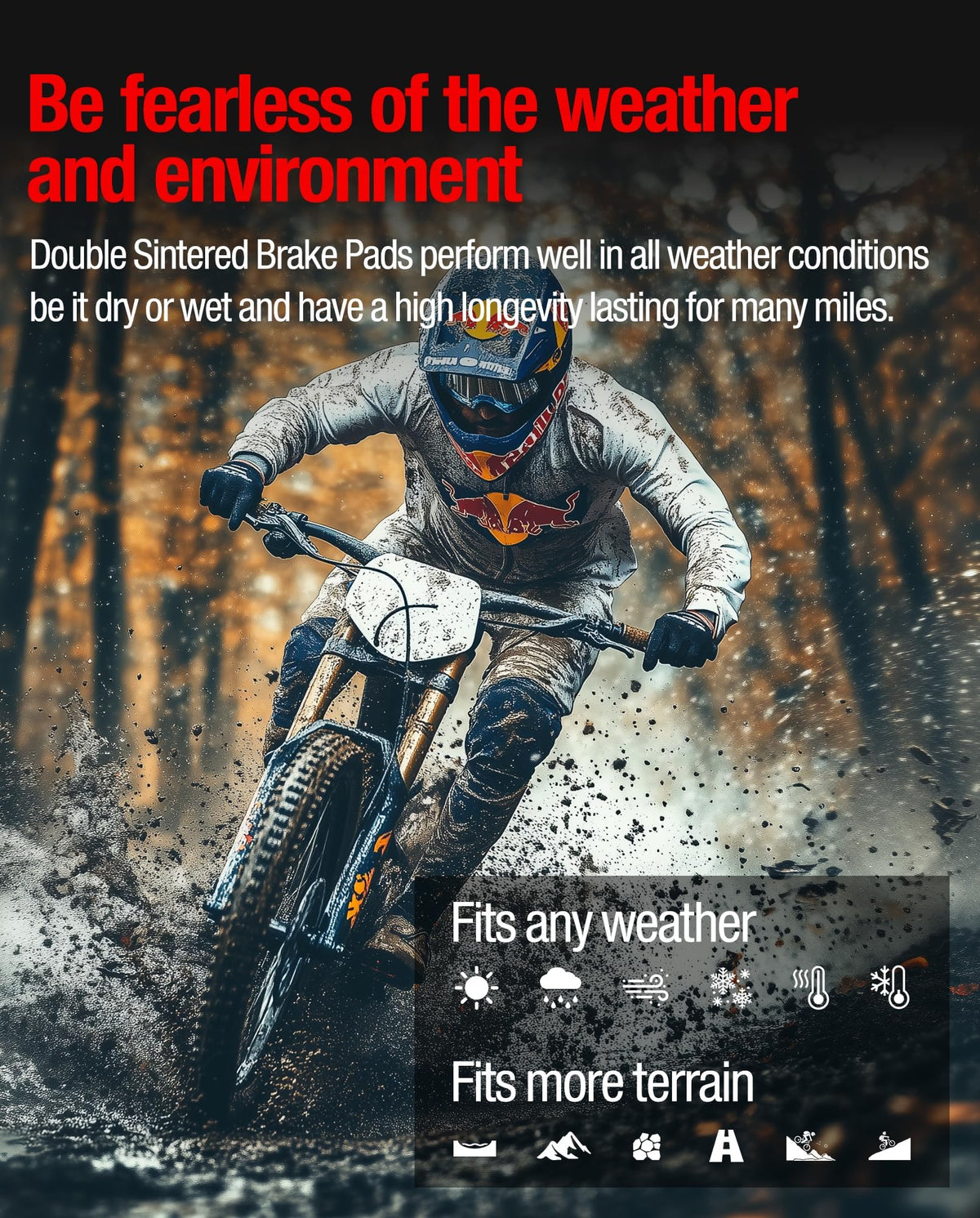 DriveXpwr lifestyle shot on dirt bike illustrating confident braking control