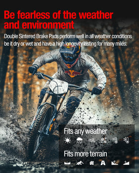 DriveXpwr lifestyle shot on dirt bike illustrating confident braking control