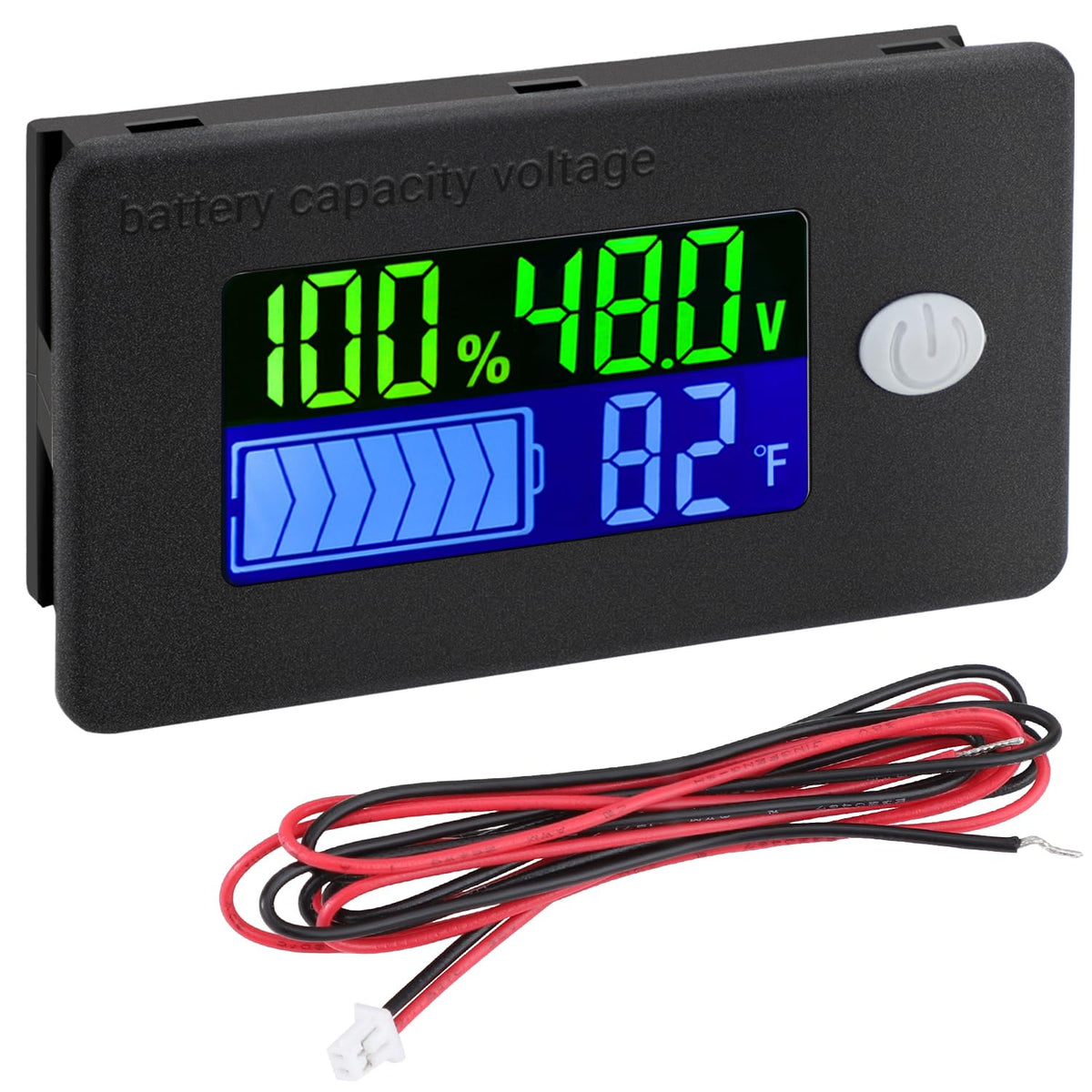 DROK front panel LCD display showing voltage and percentage for clear monitoring