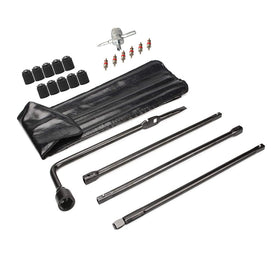 Dr.Roc front view of spare tire tool kit shows complete set for quick replacement