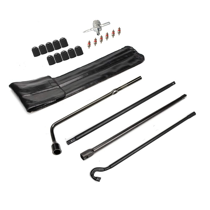 Dr.Roc spare tire tool kit front view showing compact bag and components for quick roadside use