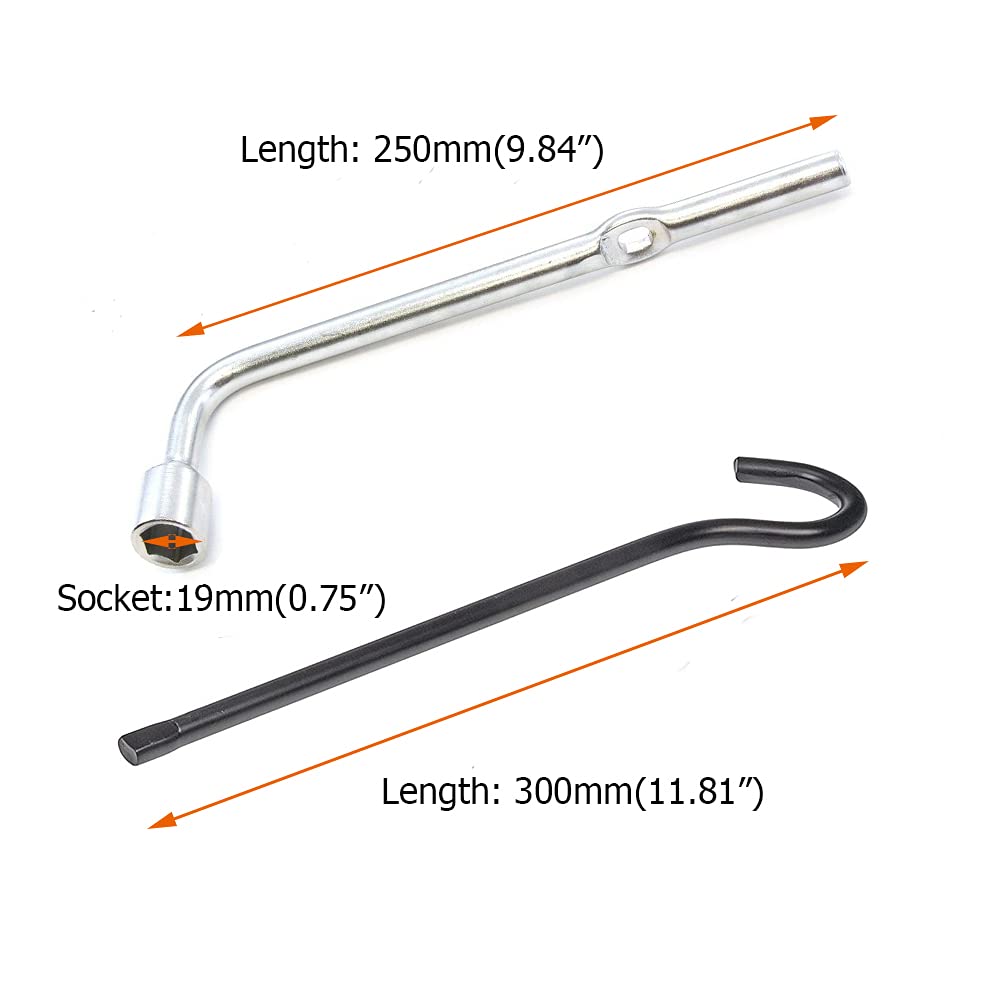 Dr.Roc 19mm lug wrench in use loosening wheel nuts for roadside convenience
