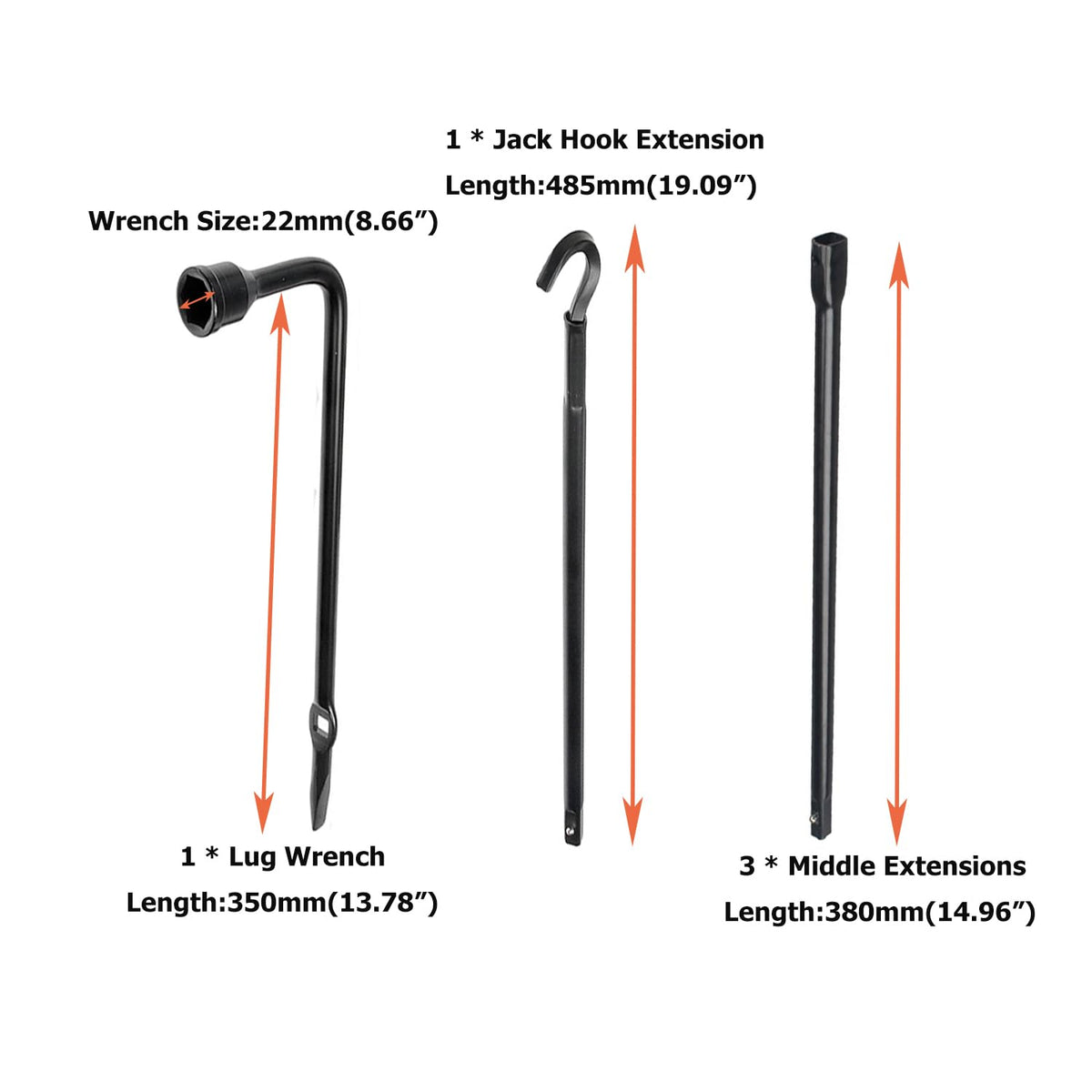 Dr.Roc lug wrench and handle detail showing sturdy construction and better torque benefit