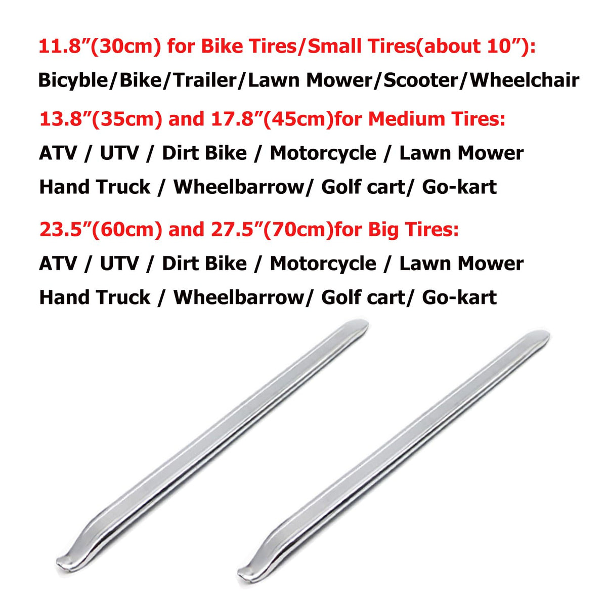 Dr.Roc tire spoon next to 27.5 inch iron for scale and versatile wheel compatibility