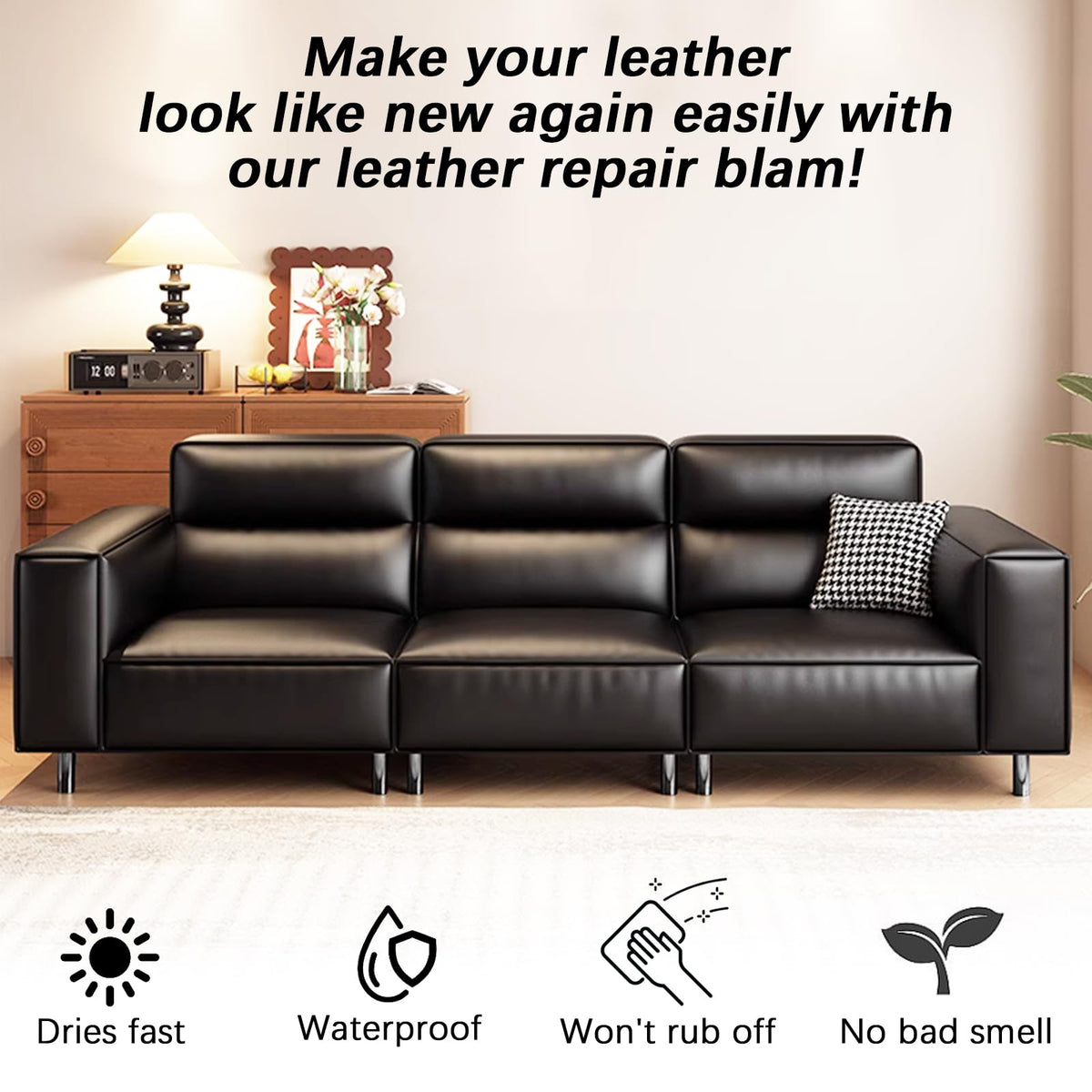 drtulz leather sofa in living room showing refreshed finish and style