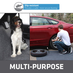 Drymate mat in use with a dog offering secure, washable protection