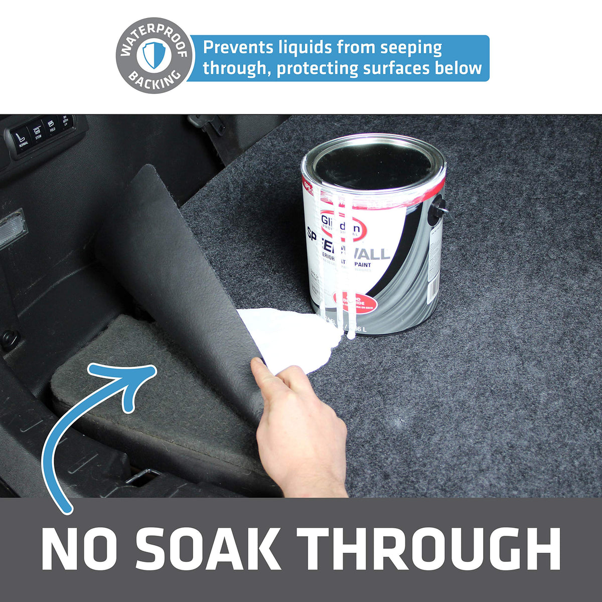 Drymate waterproof backing detail preventing leaks and stains