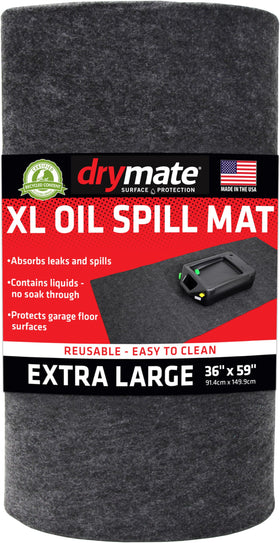 Drymate front view showing full mat and branding protecting floor