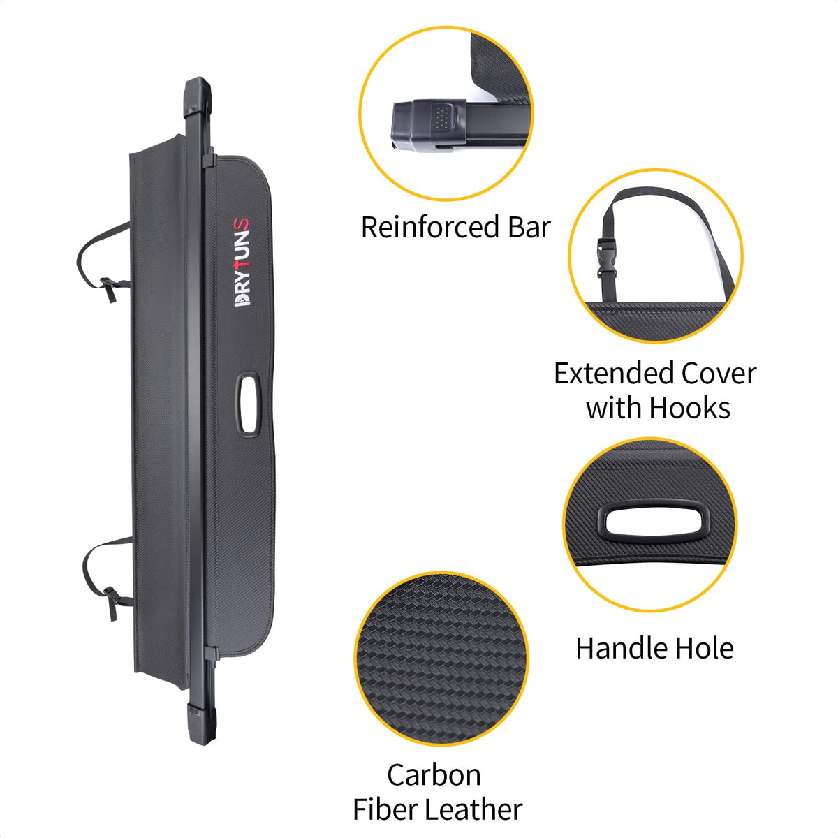 Drytuns aluminum bar and handle for easy retracting and durability