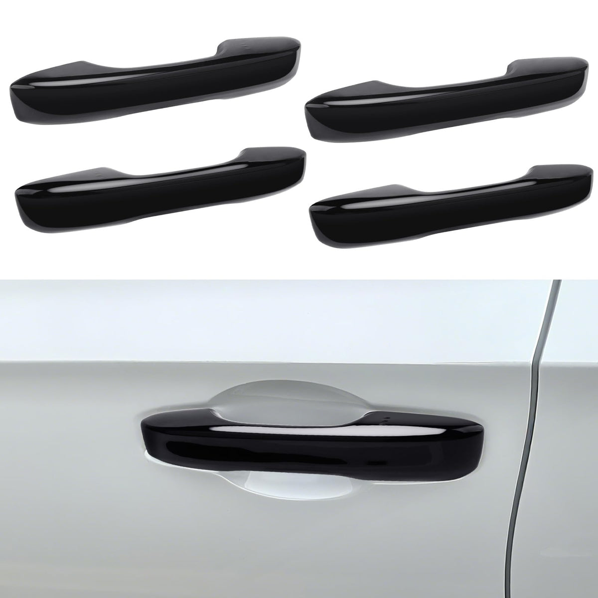 Drytuns gloss black handle cover front packaging showing contents and fit benefit