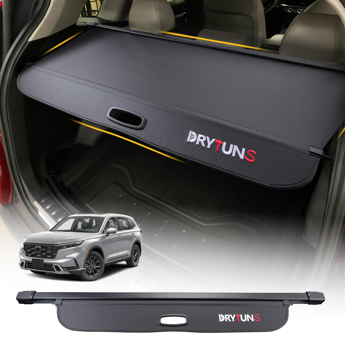 Drytuns front view installed in Honda CRV showing clean fitted privacy benefit