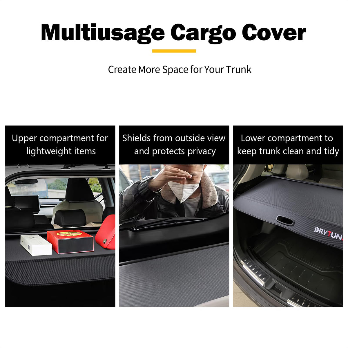 Drytuns retractable handle detail enabling simple pull-out deployment and convenience
