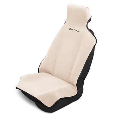 Dryva front-view seat cover showing full protection and easy install benefit