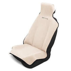 Dryva front-view seat cover showing full protection and easy install benefit