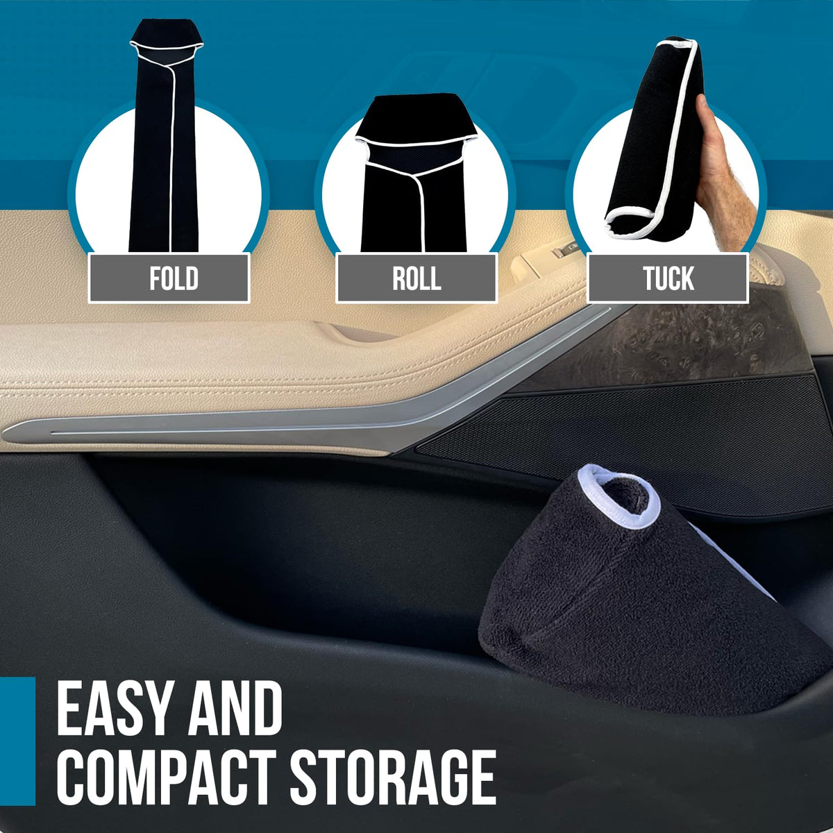 Dryva rolled for storage showing compact portability and convenience