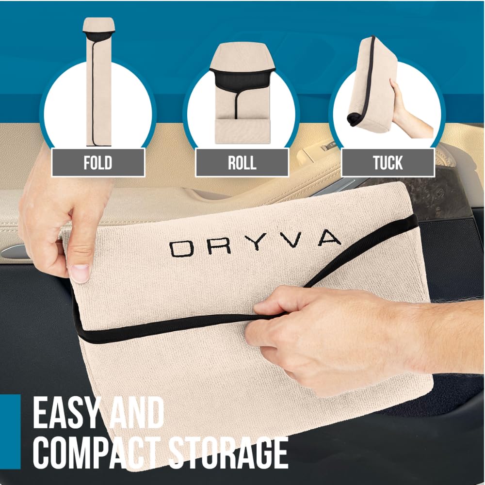 Dryva seat cover next to ruler showing dimensions and fit for most seats