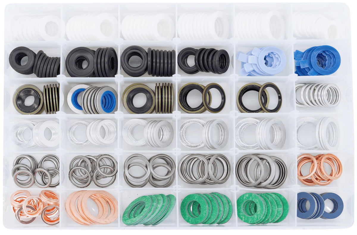 Dsnaduo front packaging showing full 330PCS gasket assortment and organization benefit