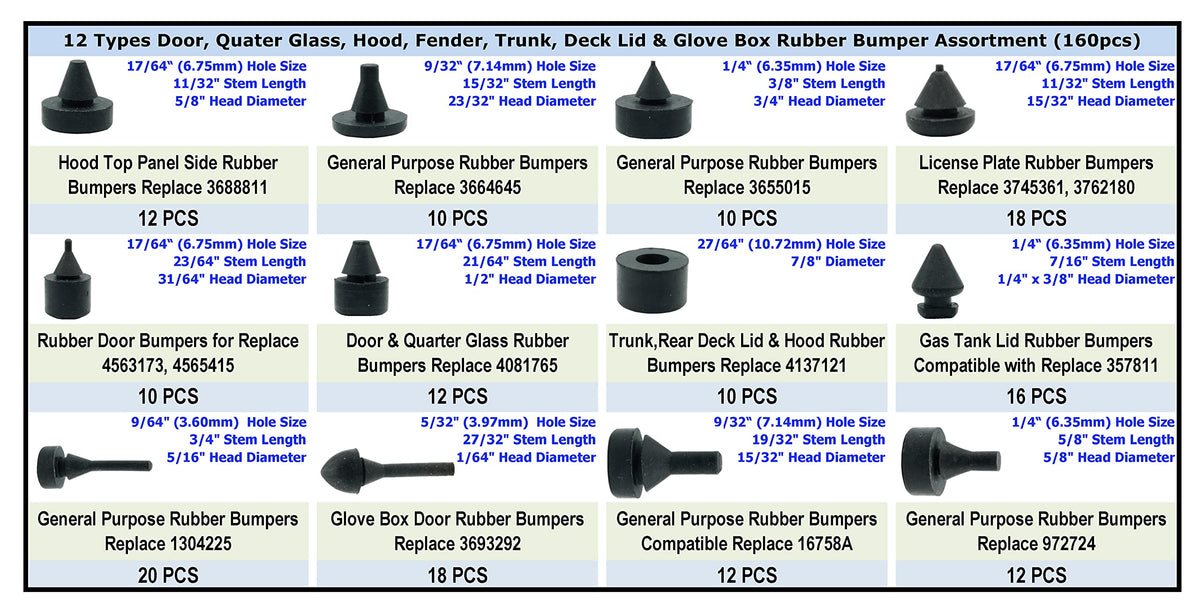 Dsnaduo bumpers sorted by size in trays for easy selection and faster repairs benefit: organized workflow