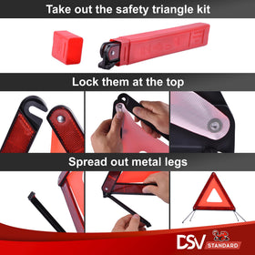 DSV Standard assembled reflective triangle displayed upright for visibility