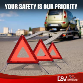 DSV Standard triangles placed on roadside warning approaching drivers early