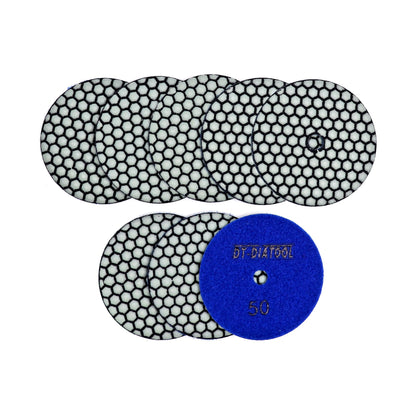 DT-DIATOOL front packaging showing 8-piece dry diamond pads and benefits