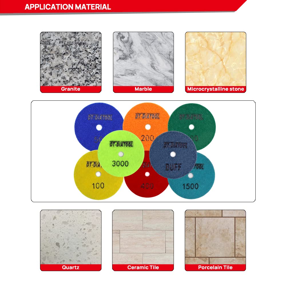 DT-DIATOOL pads staged on countertop for quick on-site repair convenience