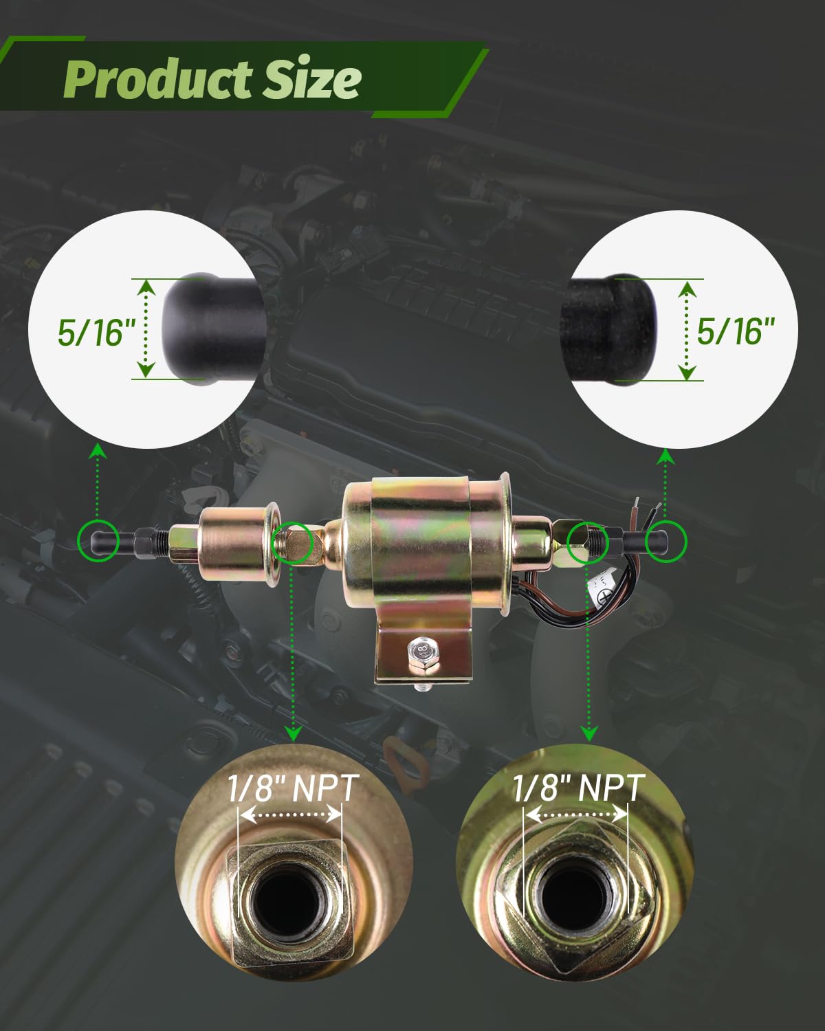 DTMAP close-up of 5/16" barb inlet and outlet showing secure hose connection benefits