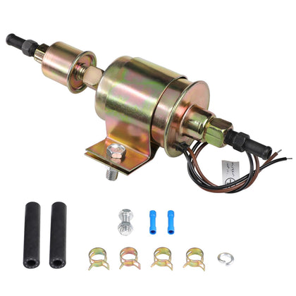 DTMAP front view of inline fuel pump showing compact housing and mounting tabs for reliable installation